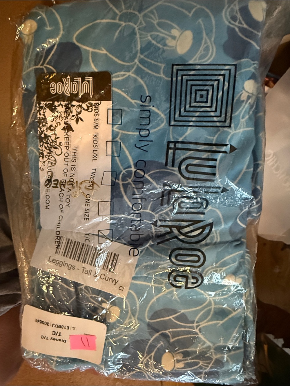 LuLaRoe Light Blue Minnie Mouse Leggings - Picture 3 of 5